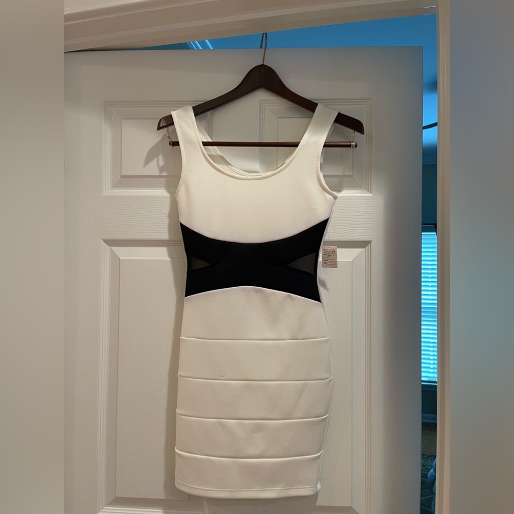 White Dress with black design